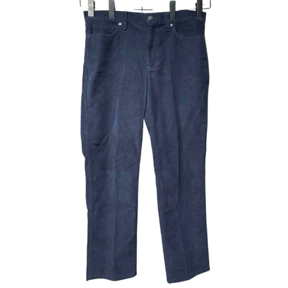 LL Bean Mens Size 34 x 30 BeanFlex Navy Blue Corduroy Pants Straight Leg Classic